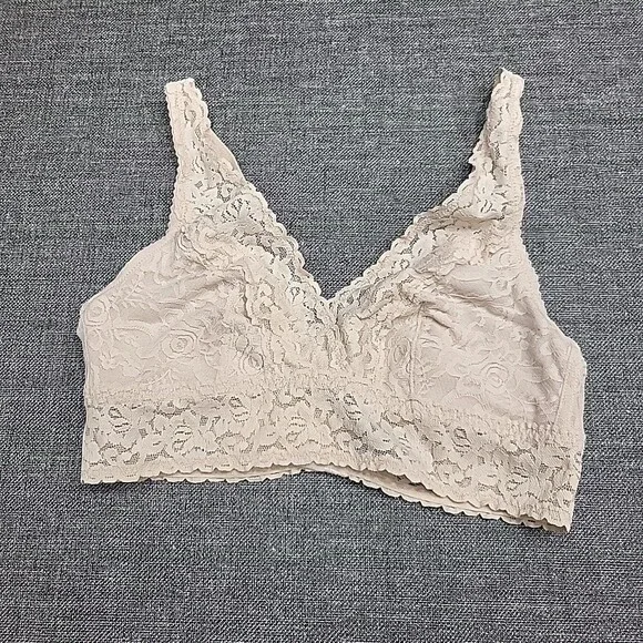 Felina Womens Set of 2 Wirefree Lace Bralette Medium Size Navy Beige Modern Bras - Picture 5 of 9